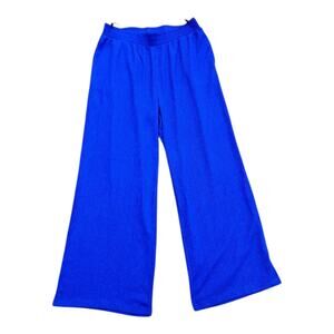 Donna Moore Pants Womens Size Large Blue Wide Leg High Rise Pull On Stretch NWT